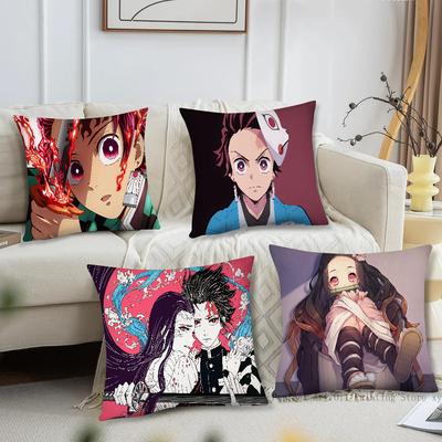Anime Demon Slayer Kimetsu Pillow Case Square Pillow Bedroom Sofa Leisure Comfort Cushion Car Living Room Home Decoration