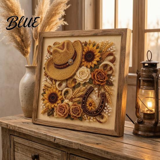 Faux Pearl Painting Kit for Adults Western Charm Art Kit DIY Cowboy Hat Creative Hobby Beginners Rustic Farmhouse Wall Decor Crafting Adults,
