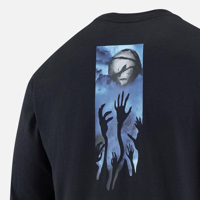 Nike X NBA Golden State Warriors Letter Print Loose Fit Crew Neck Long Sleeve T-Shirt Men Tops Black HJ2745-010