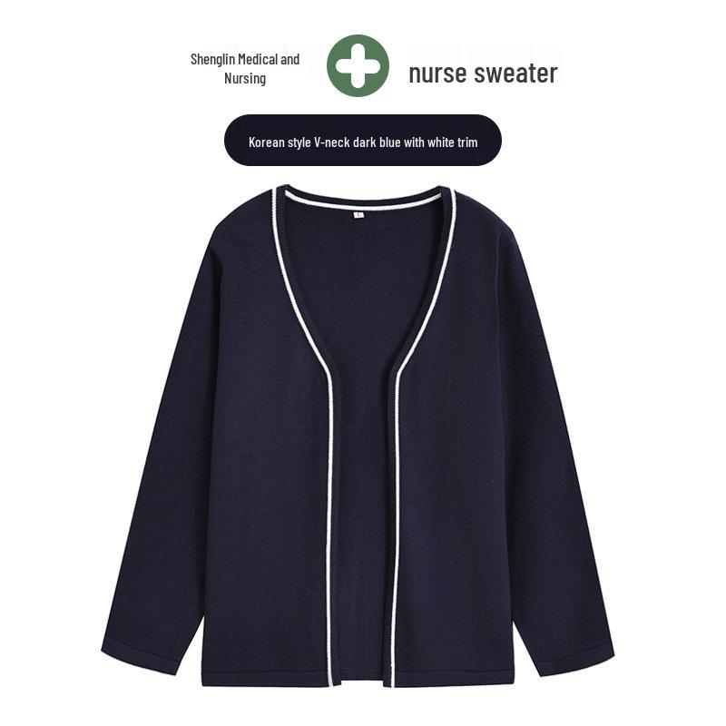 Korean Style Nurse Cardigan Sweater Coat for Doctors and Salon Professionals