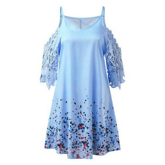 

2021 Spring Summer European American Women s Spaghetti Strap Hollow Sleeve Casual Dress 4XL