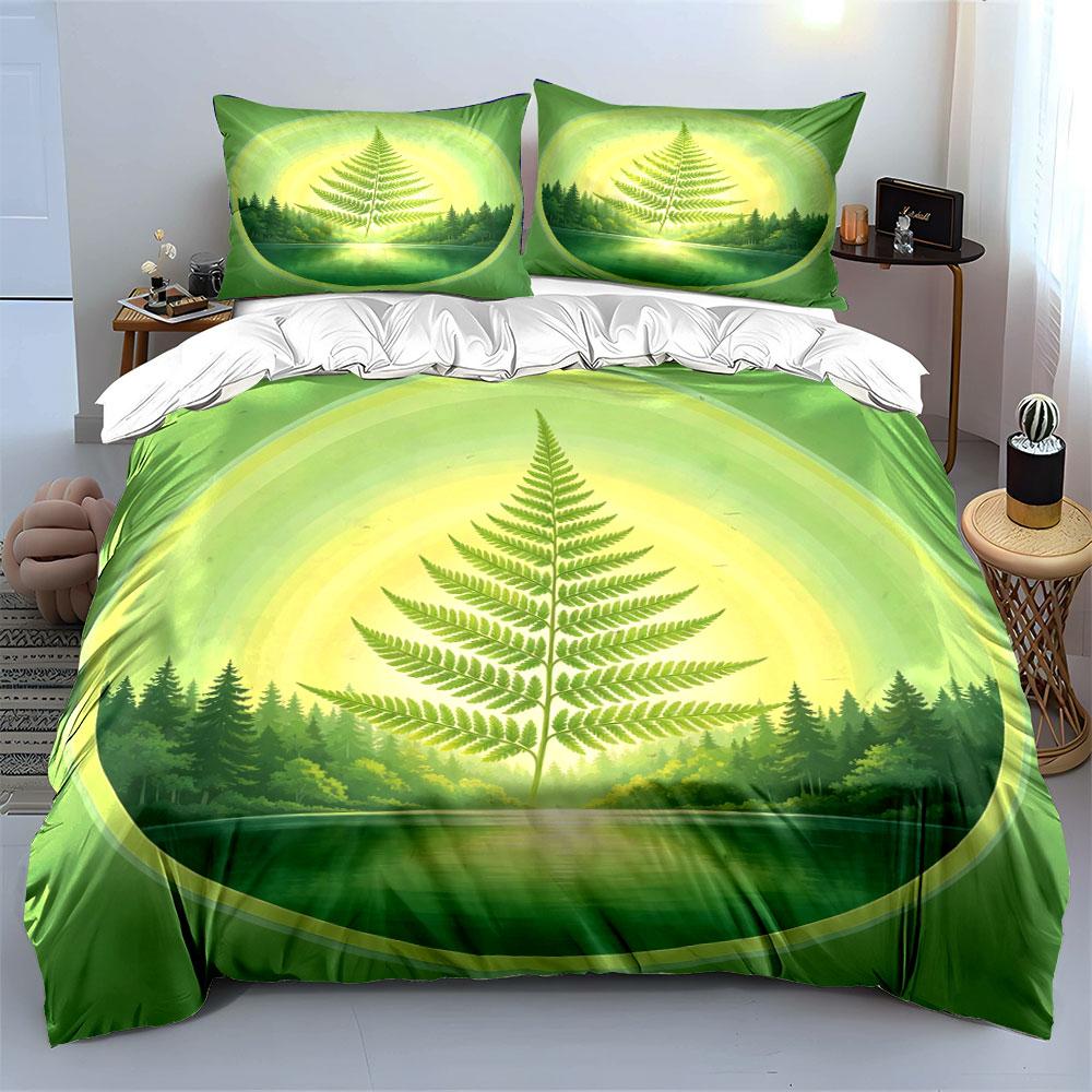 Grüne Naturlandschaft Kunst-Set Weiche Bequeme Bettbezug Bettwäsche-Set Enthalten 1*Bettbezug & 2*Kissenbezüge, Geschenk