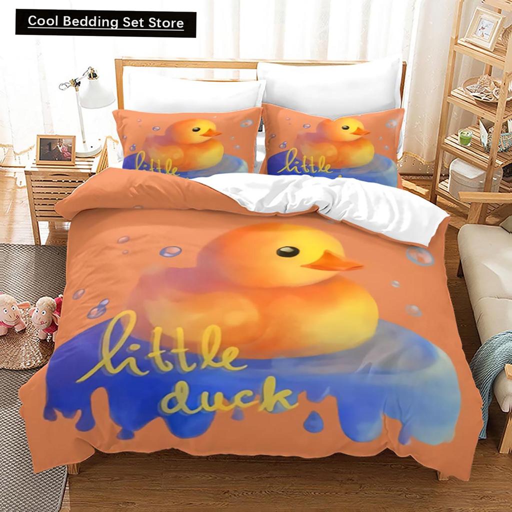 Yellow duck Bedding Set Single Twin Full Queen King Size Little duck Bed Set Aldult Kid Bedroom Duvetcover Sets 3D Print 015