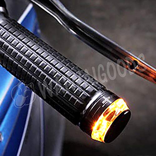 WAIWAIGOODS Motorcycle LED Bar End Turn Signal Position Light 2 Colors Luminous General Purpose Custom Parts Set of 2
