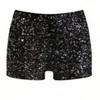 Spring and Summer Fashionable Sexy Opaque Glittery High-waisted A-line Casual Pants Slimming Elastic Waist Shorts