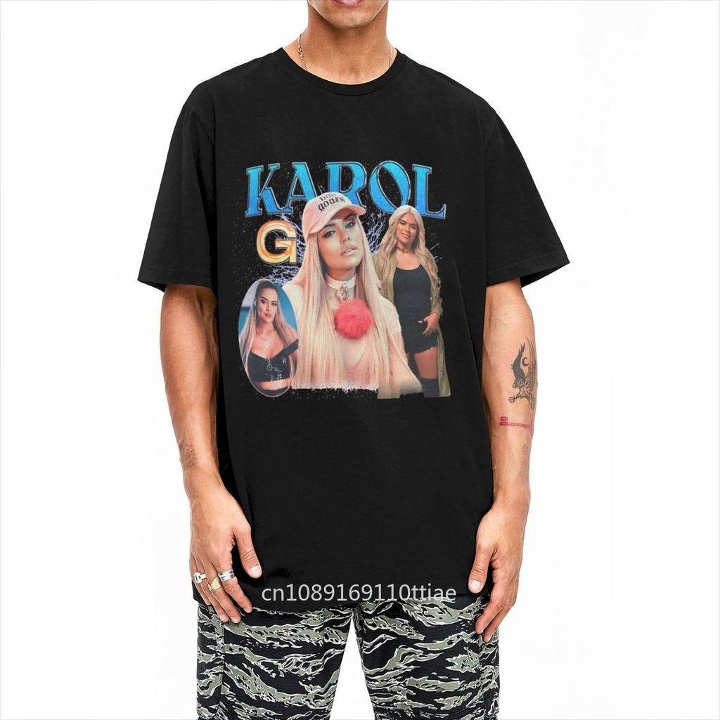 Men's T-Shirts Karol G Bootleg Intage Vintage Cotton Tee Shirt Short Sleeve Bichota Tour T Shirts Round Collar Clothing Gift