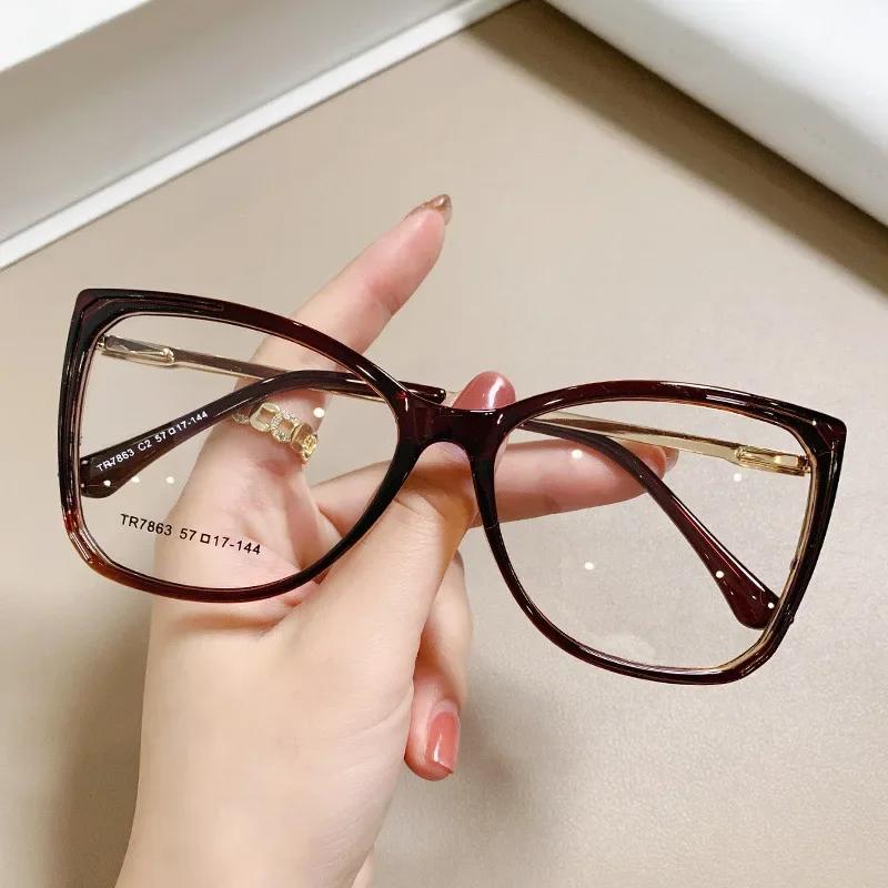 Fashion  Large Frame Transparent Gradient Glasses Frame Leopard Print Ins Style Eye Glasses Frames For Women Eyewear