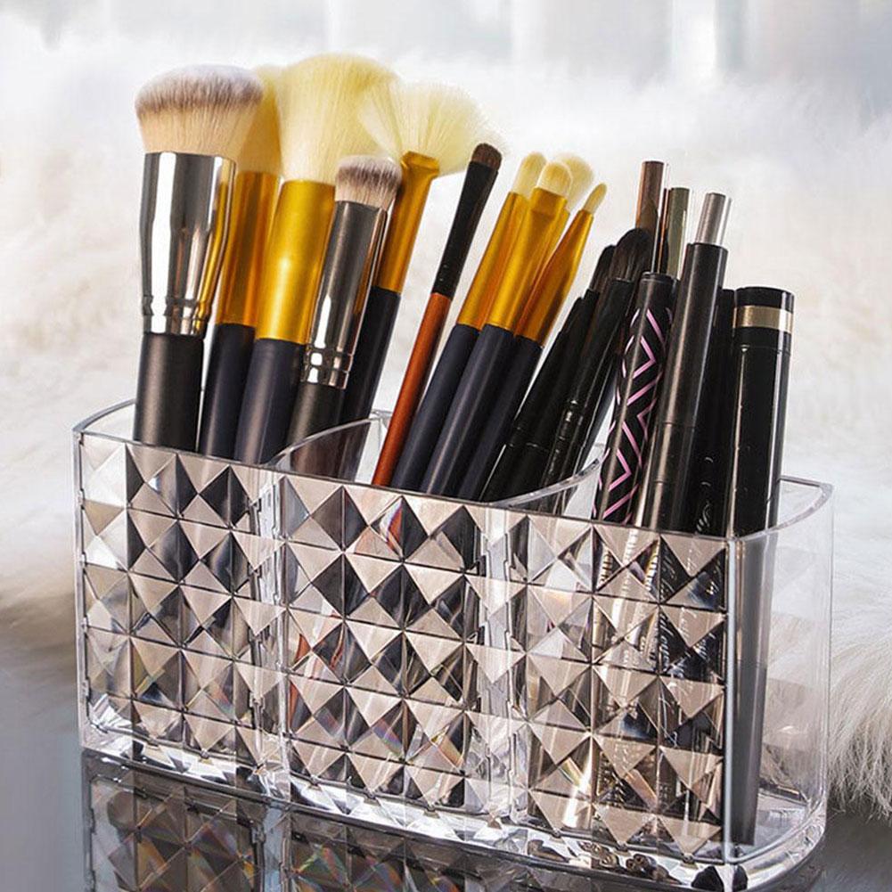 Clear Acrylic Makeup Brush Holder Desk Cosmetic Organizer Lipstick Storage Box Nail Polish Display Stand Rack Jewelry Case