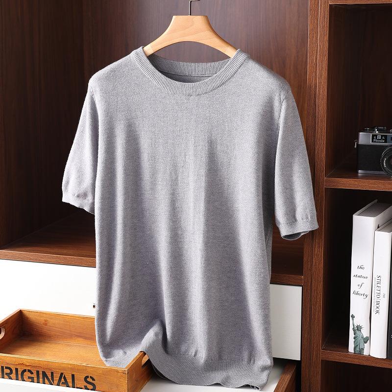 Men's Plus Size Knit Short Sleeve Round Neck Pullover Top