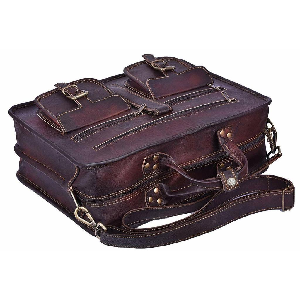 Echtes Leder Messenger Schulter Umhängetasche Laptop Aktentasche Lässige Handtasche.