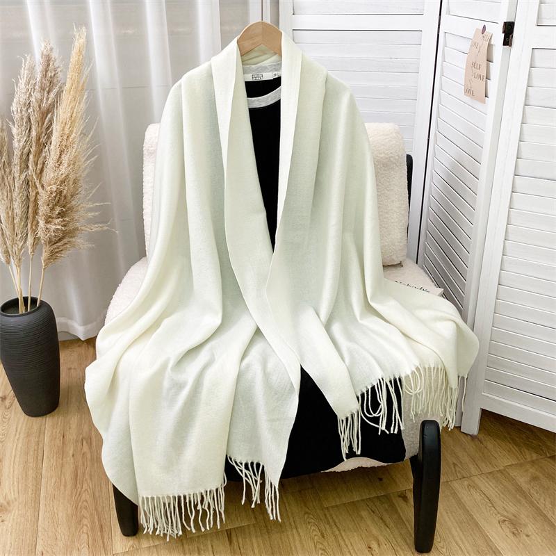 New Fashion Luxury Solid Color Thick Cashmere Winter Warm Scarf Women Pashmina Shawl Wraps Bufanda Female Tassel Scarves