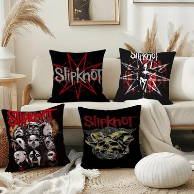 Slipknot Band Kissenbezug Quadratisch Doppelseitiger Druck Kurzer Plüsch Sofakissenbezug Schlafzimmer Nachttischkissen