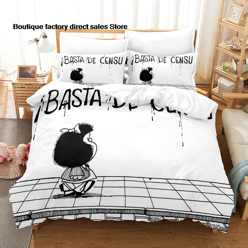 2D Mafalda Bedding Set Single Twin Full Queen King Size Bed Set Kids Bedroom Duvetcover Sets Anime Mafalda Bed