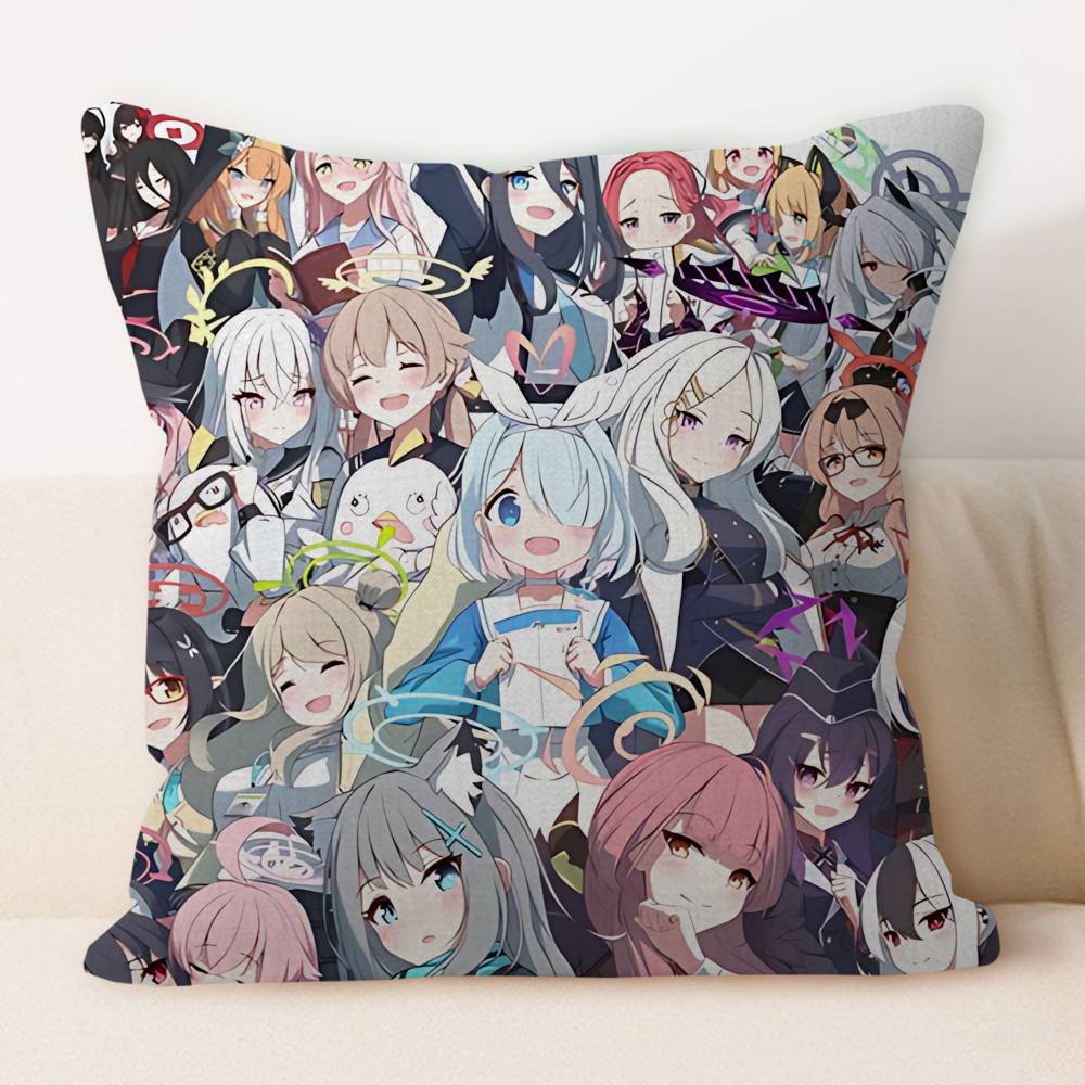 B-blue Archive Anime Kissenbezug 45x45cm Weich Gemütlich Baumwolle Outdoor Dekorative Kissenbezüge mit Reißverschluss für Couch