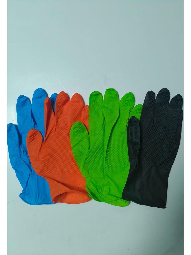 Oil-Proof Nitrile Gloves for Machining & Car Repair - Thick Diamond Pattern, Non-Slip, Oil-Resistant