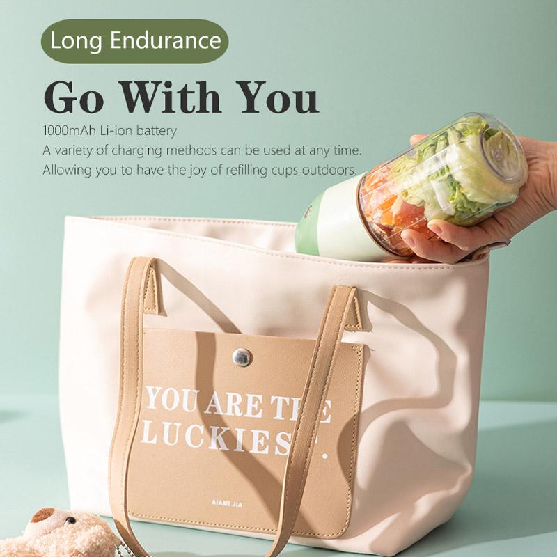 Frukt Automatisk USB-mikser Oppladbar 4 i 1 Juicer Mini 500ML bærbar elektrisk blender