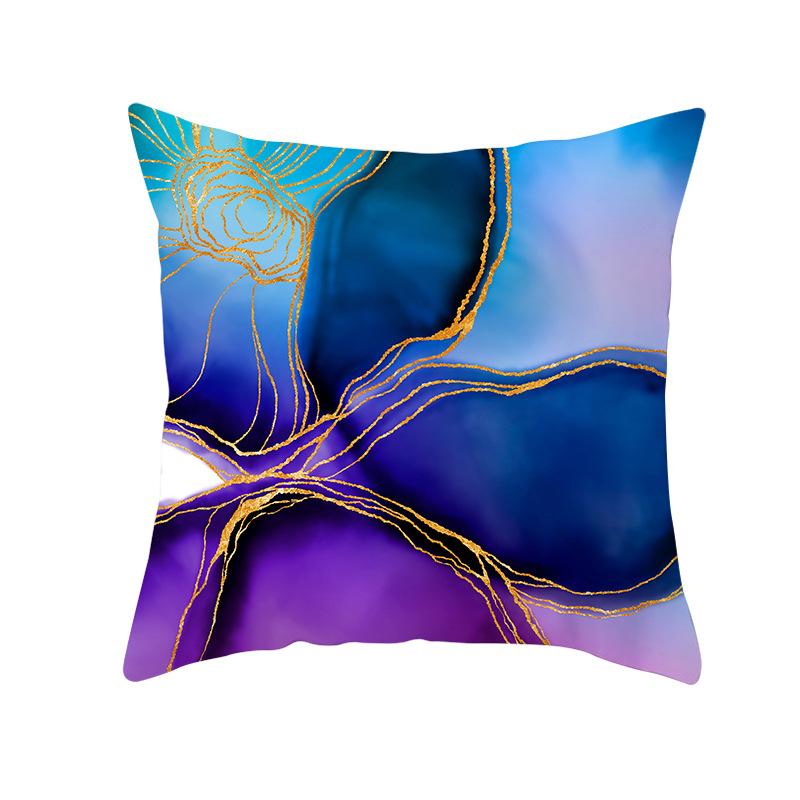 New Blue Ink Abstract Pillowcase Gold Edge Inkjet Art Home Sleeping Pillow Cushion Cover