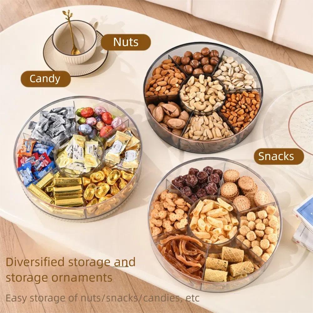 Otočný box na sušené ovoce s možností otočení o 360 stupňů, velkokapacitní box na občerstvení, ovocný talíř