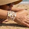 Elegant Shell Flower Imitation Pearl Chain Bracelet Set for Women Stackable Plumeria Floral Beads Bracelet Party Jewelry Gift
