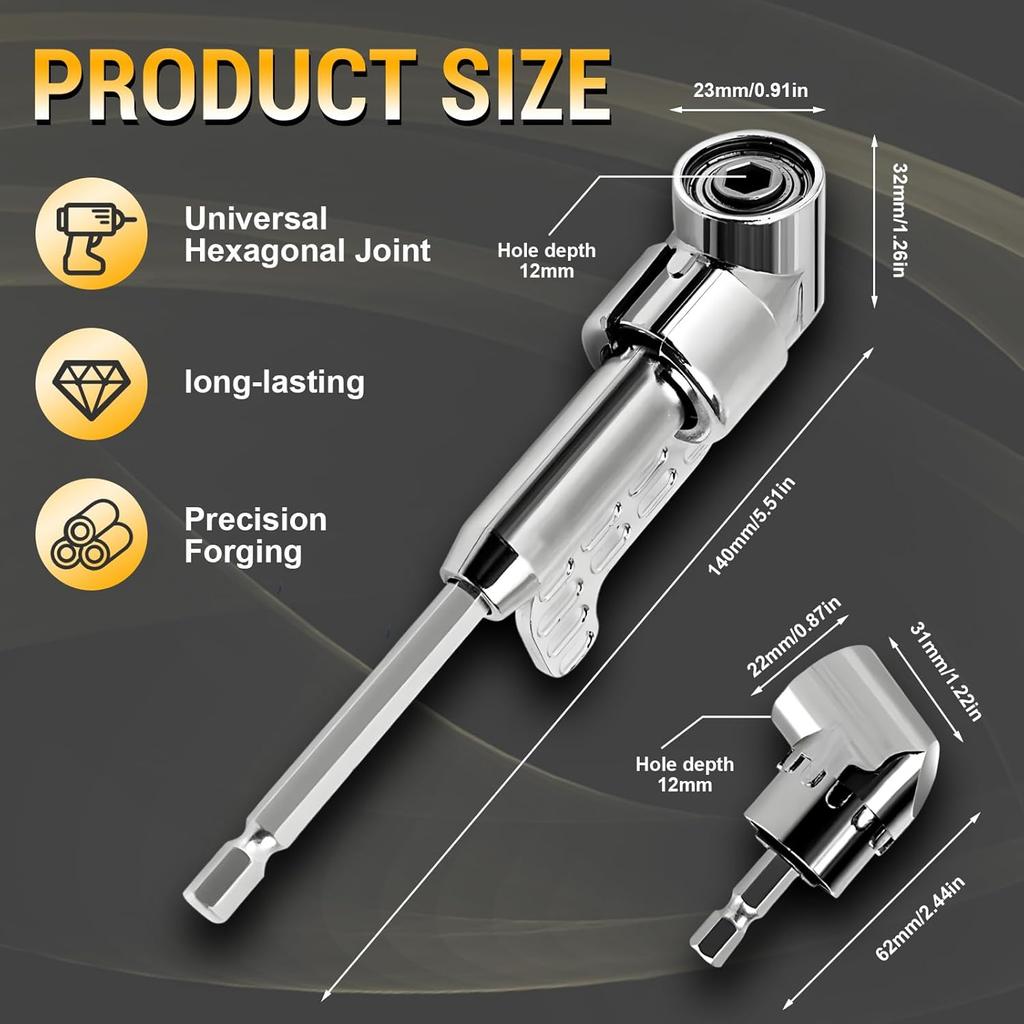 105 Degree Right Angle Drill Adapter Extension Bit Power Screwdriver Socket Adapter, Corner Tool Screw Hub with Multi-function Bend Screwdriver Bit