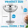J1UL1N Bulk 6 Sets Stainless Steel Ice Cream Cups Dessert Bowls With Forks Silver Small Metal Footed Cup For Party Supplies 6.7