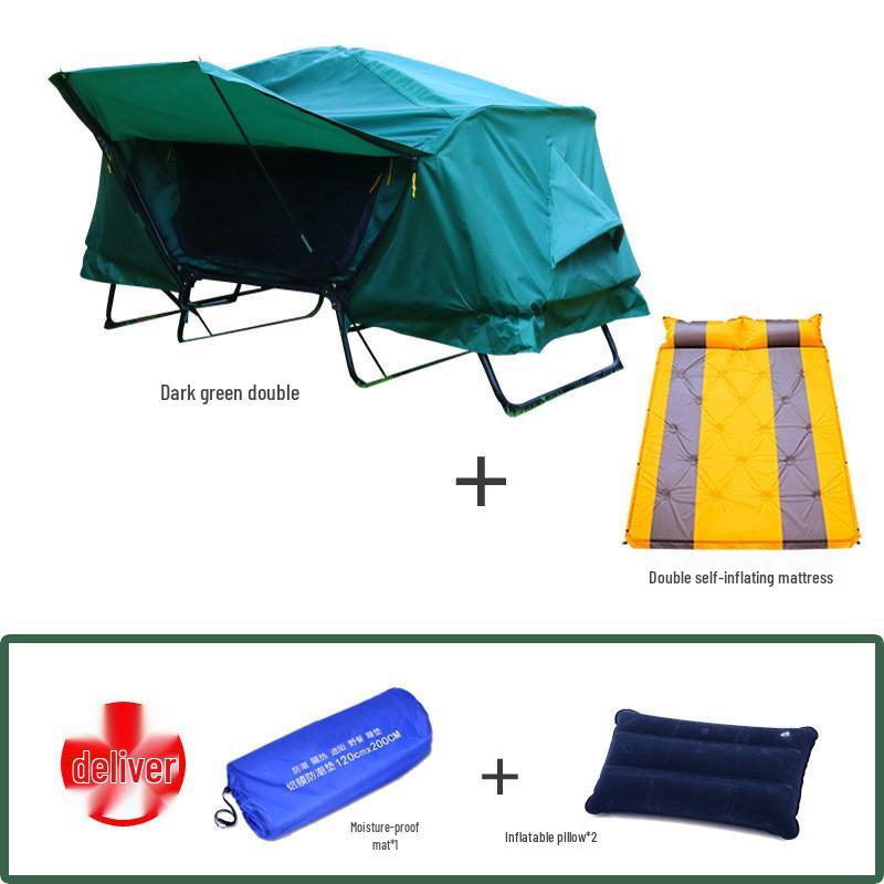 Double Layer Stormproof Outdoor Tent for Two - Rainproof, Thickened, Off-Ground, Perfect for Camping, Cold Weather, and Fishing