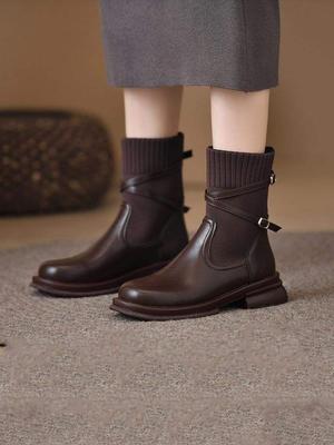 2025 herfst nieuwe mode platform Martin boots dames bovenkleding dagelijks veelzijdig casual soklaarzen Britse stijl korte laarzen