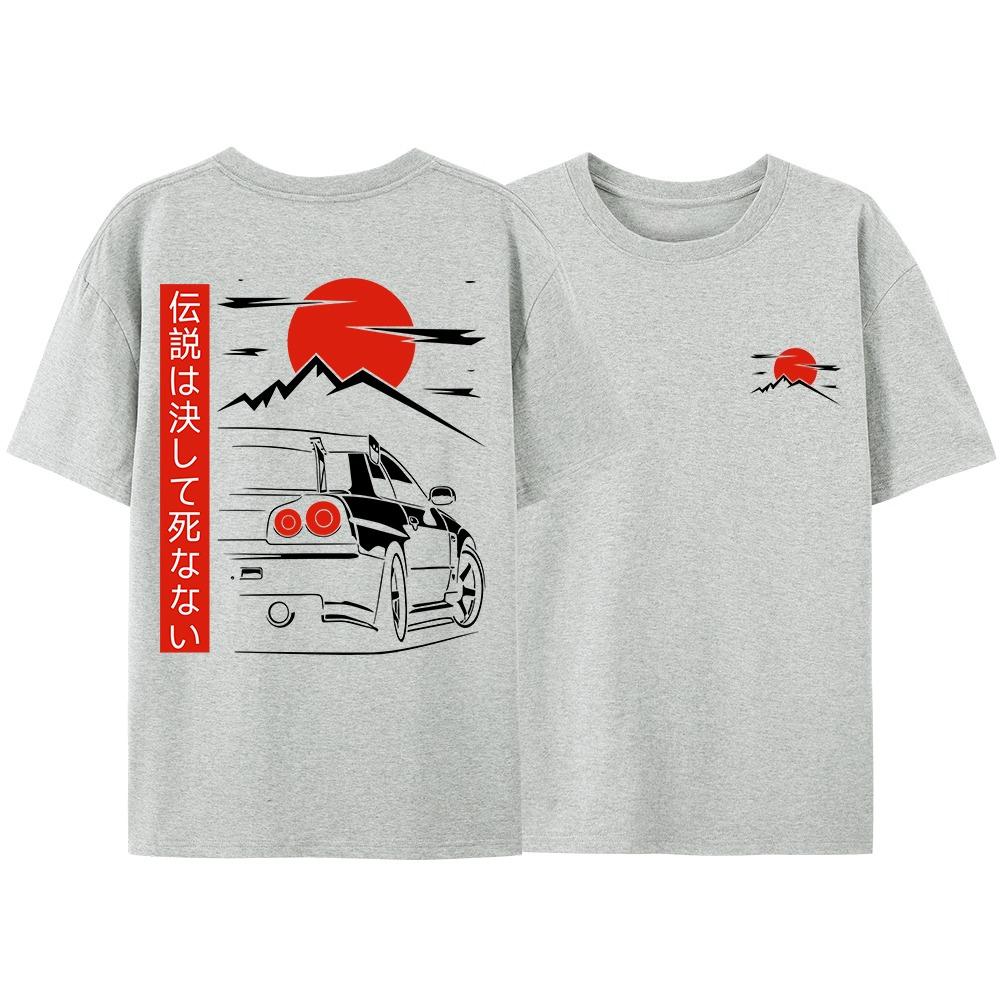 

Japanese Style Car Culture Patterns Racing Unisex Cotto TShirts Street Wear Original Design Oversized Couple Tops Tees 4XL