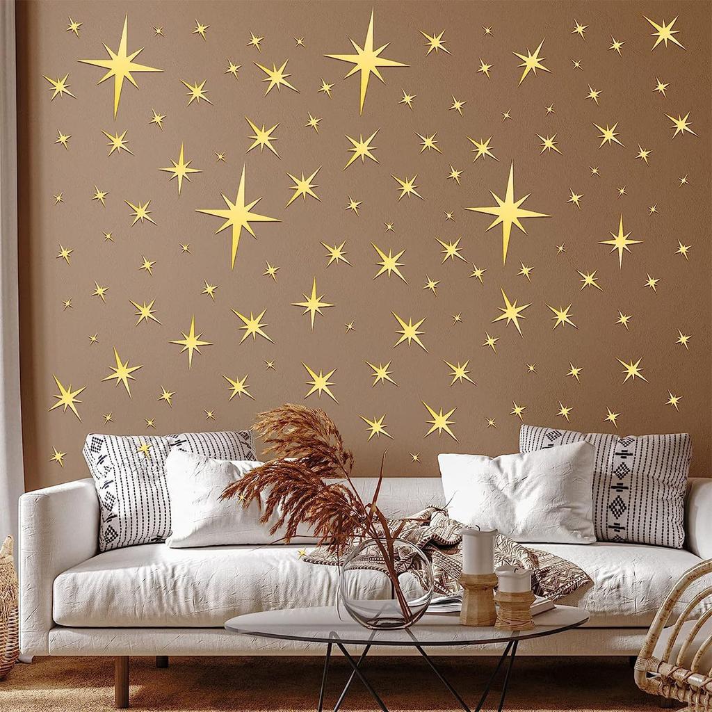 3D Star Mirror Wall Stickers with Adhesive Art Decal Stickers for Kids Room living Room Decal