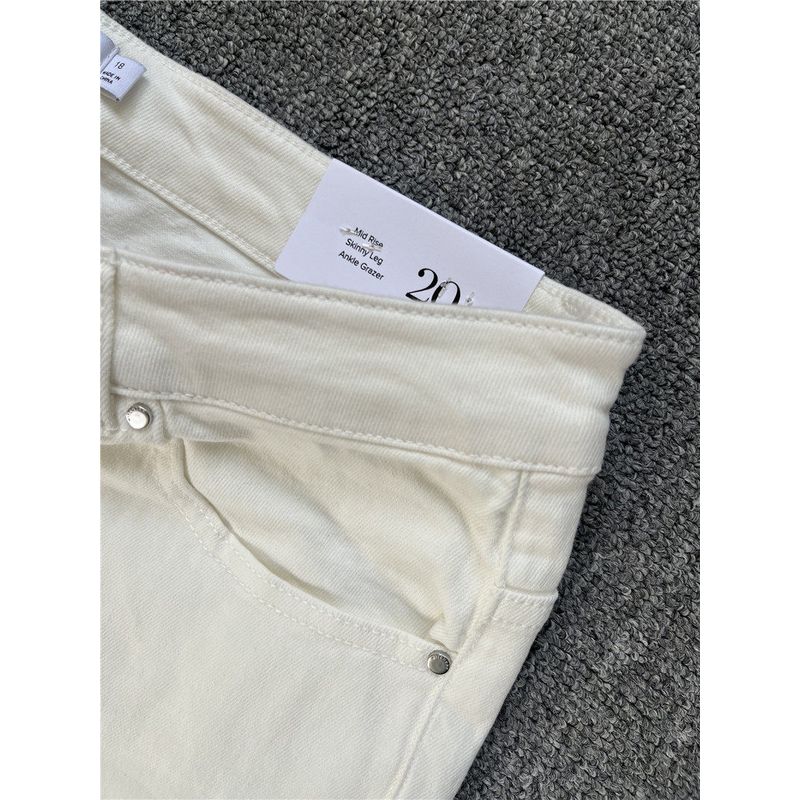 Trade, European and American Style, Plus Size, Suitable for Spring, Autumn, and Winter, Moderately Stretchy, Denim White, Plus-Size Women's Long Pants