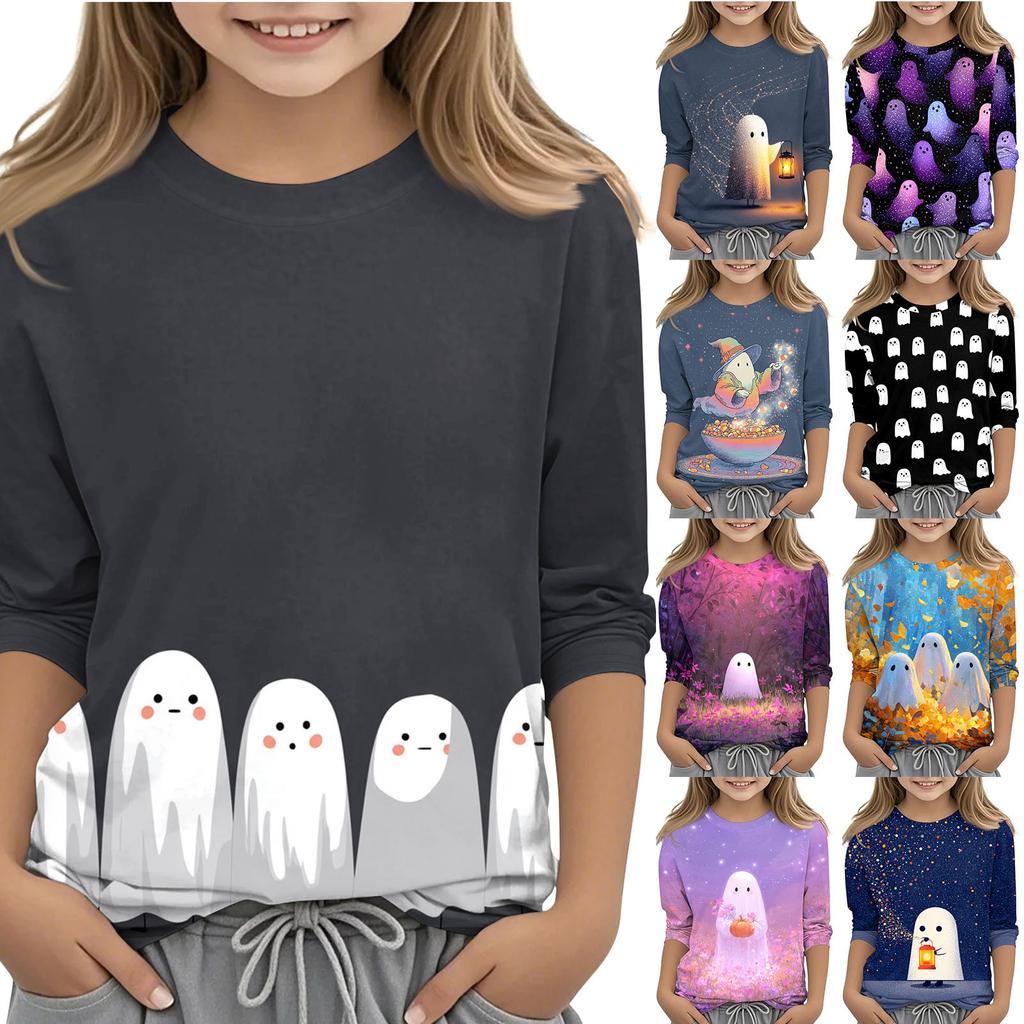 Laste 3/4 varrukatega trükitud O-kaelusega top igapäevane vabaaja T-särk