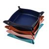 4PCS Creative Office Desk Storage Tray PU Folding Imitation Leather Tray Sundries Key Snack Decorati