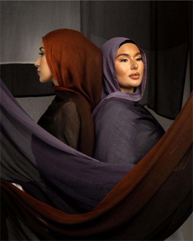 Design Fashion Women Classic Gradient Colored Cotton Scarf Women'S Soft Headscarf Solid Color Shawl Headscarf Muslim Scarf