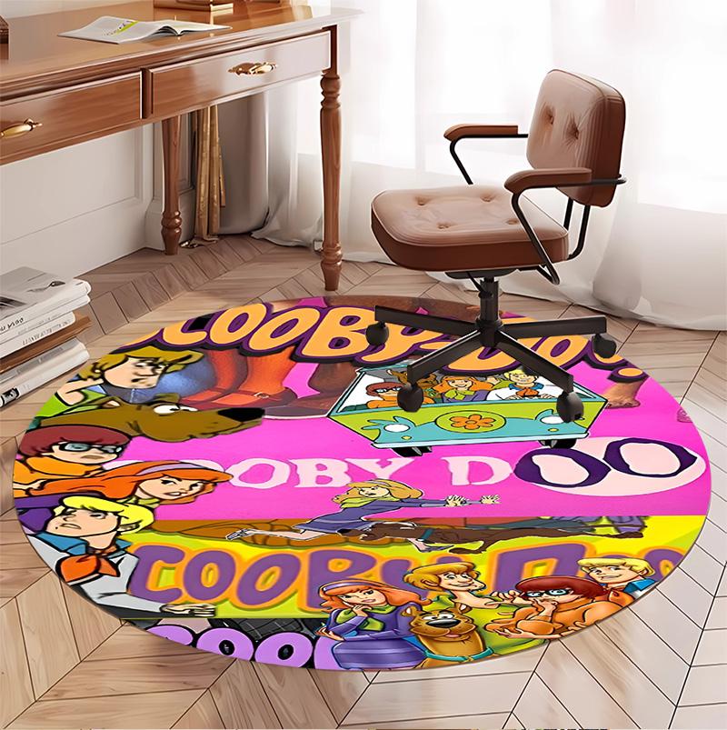 Scooby Pattern Round Rug, Indoor/Outdoor Mat, for Picnic, Gameroom, Bedroom, Office, Living Room, Home Decor Carpet, Birthday Gift