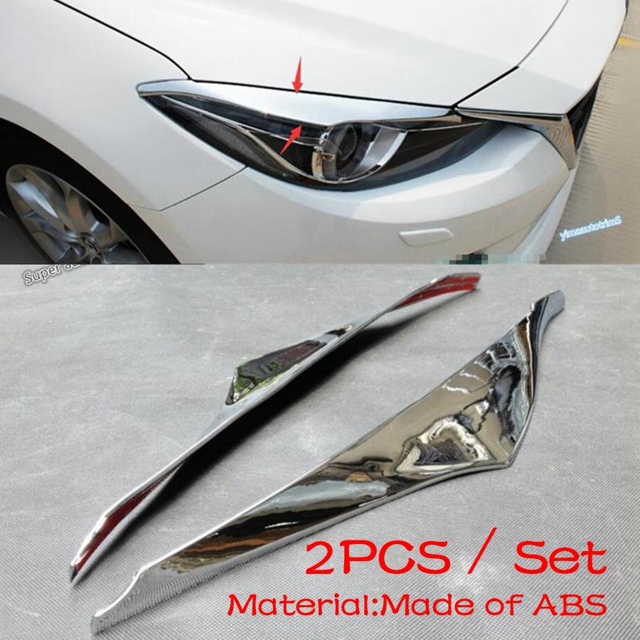 Rear Bumper Corner Protector Strip / Front Head Lights Eyebrow Cover Trim For Mazda 3 AXELA Sedan 2014 - 2016 Chrome Accessories