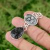 Sterling Silver Pear Black Rutilated Quartz Gemstone Wife Bezel Pendant Jewelry