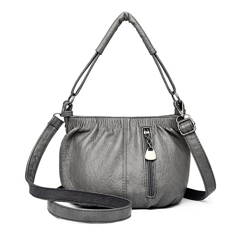 Damska torebka skórzana, miękka, duża pojemność, torba typu crossbody na ramię