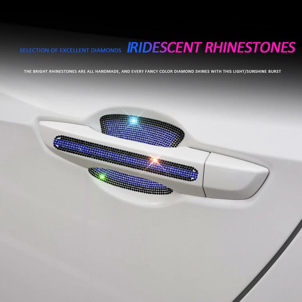 Crystal Diamond Car Door Bowl Handle Protective Stickers Auto Decal Vehicle Sticker Decoration Car Bling Accessories for Women