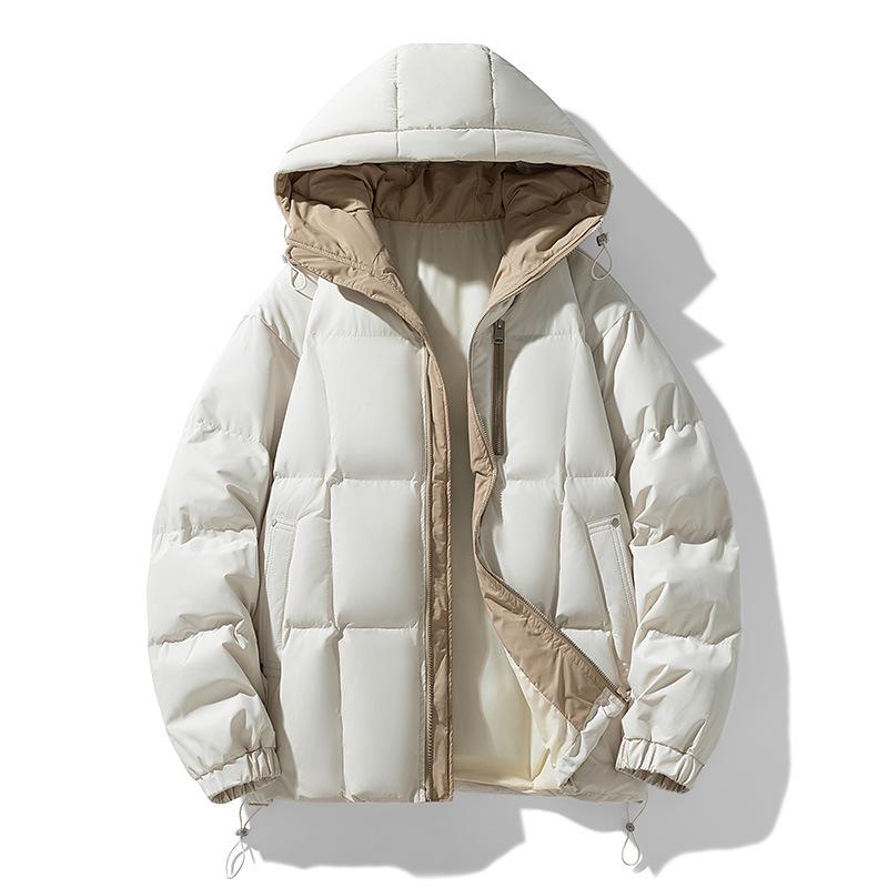New Men's Cotton-padded Jacket Fashionable Solid Color Simple Youth Cotton-padded Jacket Thickened Warm Hooded Loose Cotton-padded Jacket