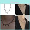 Stylowy Choker ze Stopu z Kolcami i Łańcuszkiem z Krzyżem Dla Unisex Modnego Stylu