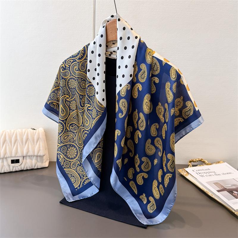 Cashew Polka Dot Simulation Silk High-End Printing Large Square Scarf Silk Scarf Shawl Headscarf Neck Protection Scarf Decorative Women'S Scarf