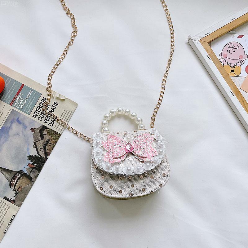 Очаровательная детская мини-сумка кроссбоди с бантиком и жемчужными деталями для девочек StyleA