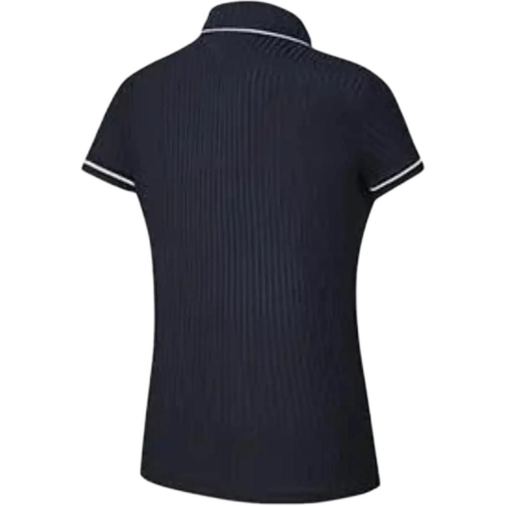 FILA Solid Color Sun Protection Comfortable Knitted Short Sleeve Polo Shirt Women tops Legendary-Blue A11W435102F-NV