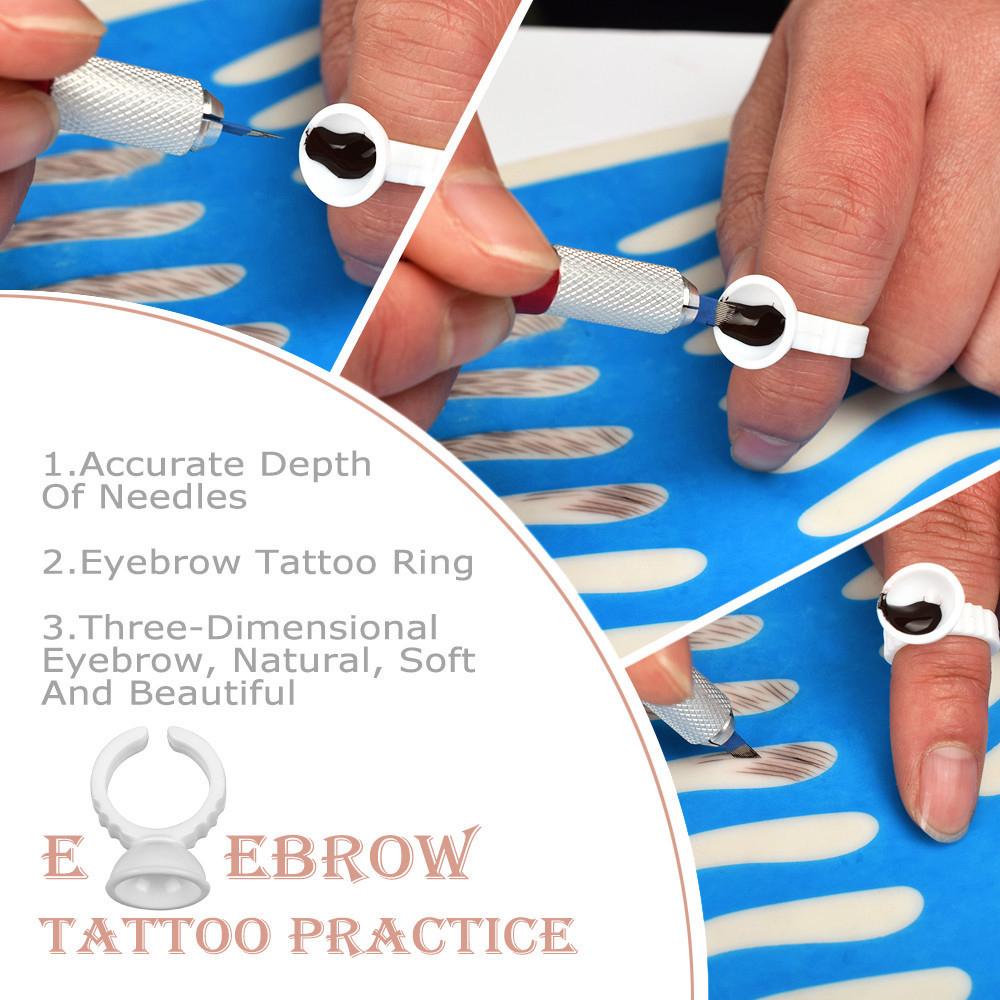 Microblading Kit Eyebrow Tattoo Needle Pen Set with Tattoo Pigment Practice Skin Ring Cups for Permanent Eyebrow Makeup Tattoo Kits