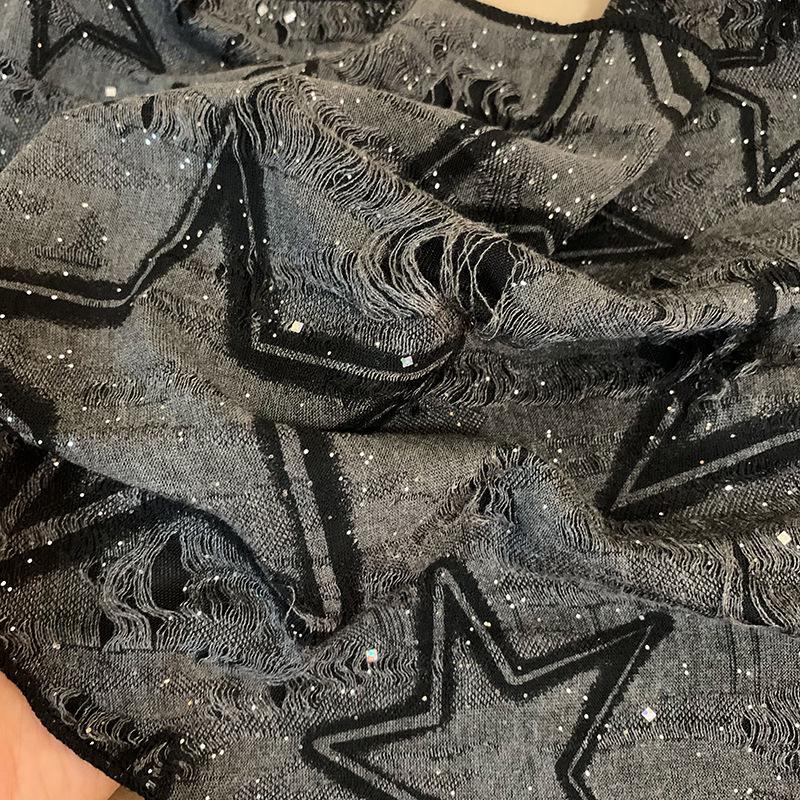Falling Pool Knitwear Rhinestone Triangle Scarf: Y2K Style Cool Sweet Hip Hop Head Wrap Silk Scarf