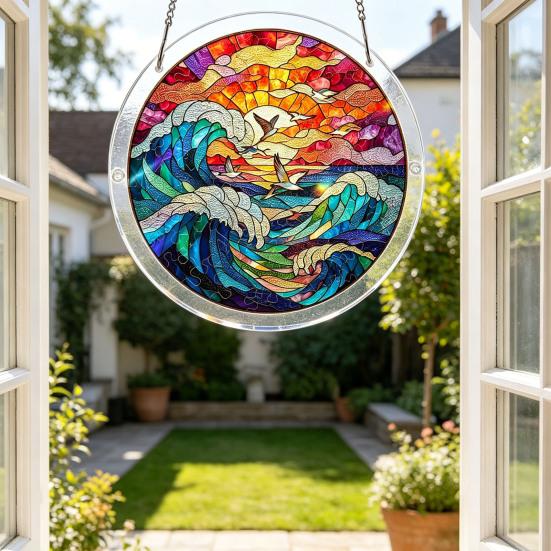 Puzzle in Acrilico Suncatcher Vetro Colorato Ornamento da Appendere alla Finestra Puzzle Fai da Te Pannello Suncatcher per Arredamento Casa Regali per Mamma Amici