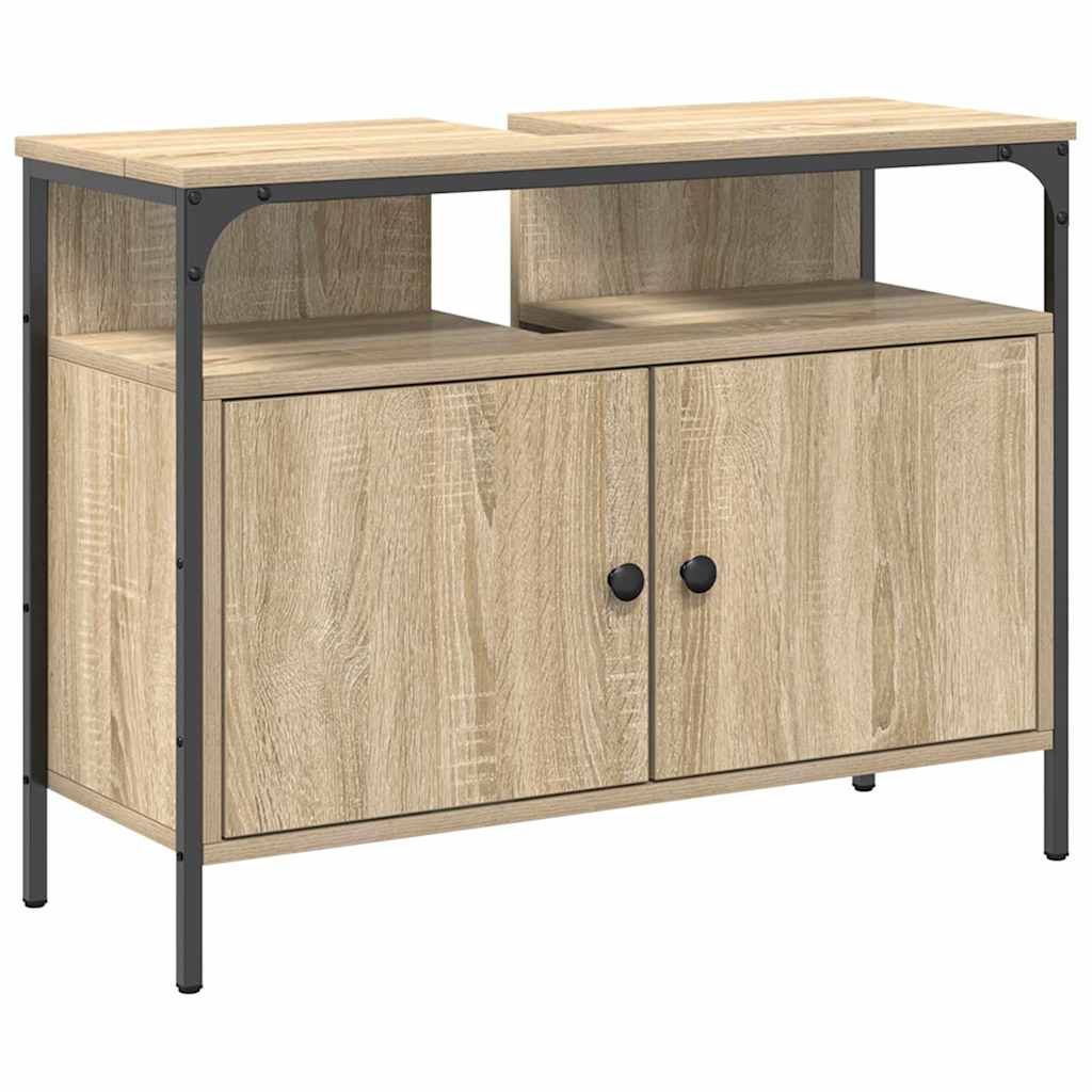Bathroom Furniture Set with Shelf 4 Pcs Sonoma Oak Wood Material