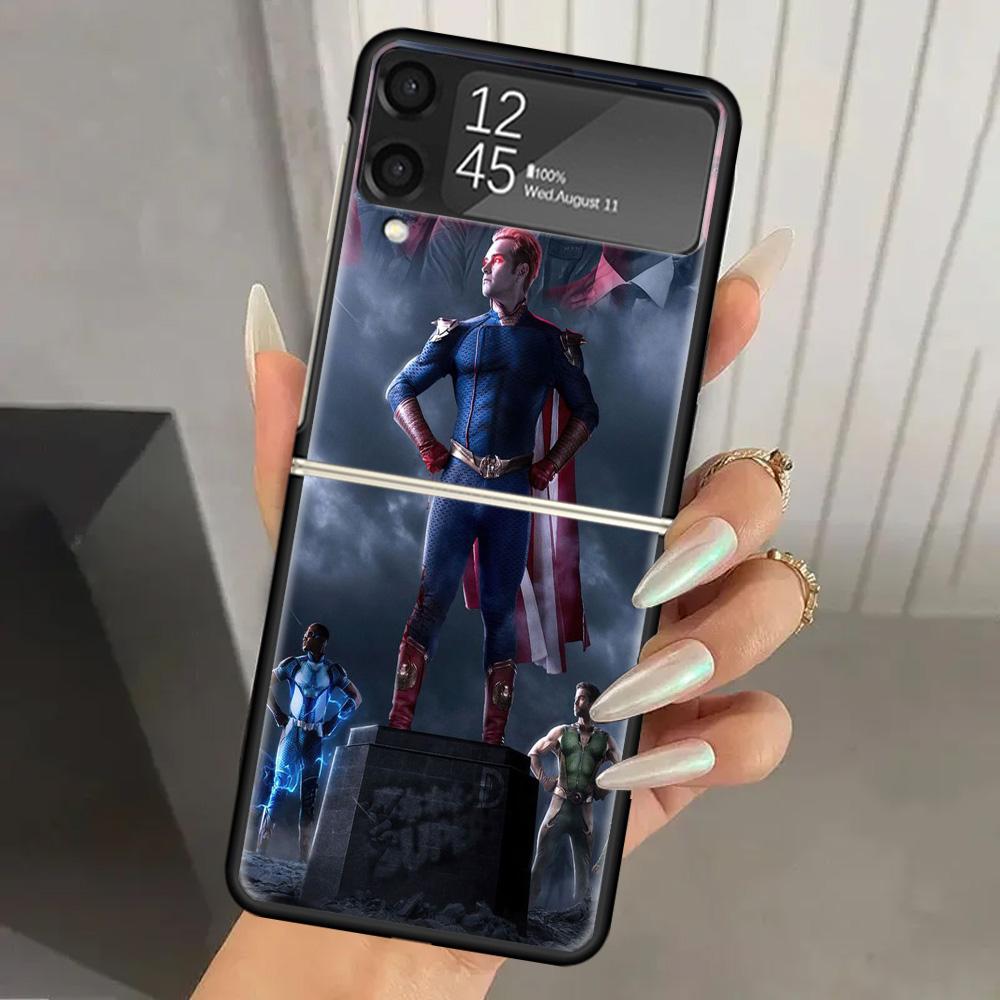 The Boys Homelander TV Hard PC Phone Case For Samsung Galaxy Z Flip 7 6 5 4 3 Black ZFlip7 ZFlip6 Flip5 Flip4 Flip3 5G Print Cov