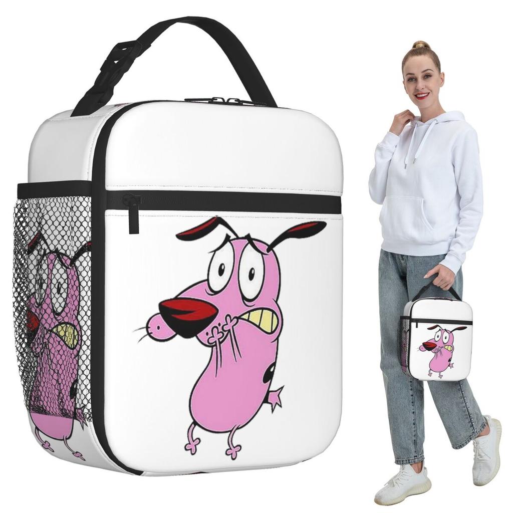 Cute Courageous Cowardlys Dog Insulated Lunch Bag for Kids School Cooler Thermal Food Box Tote Portable Lunch Boxes Container