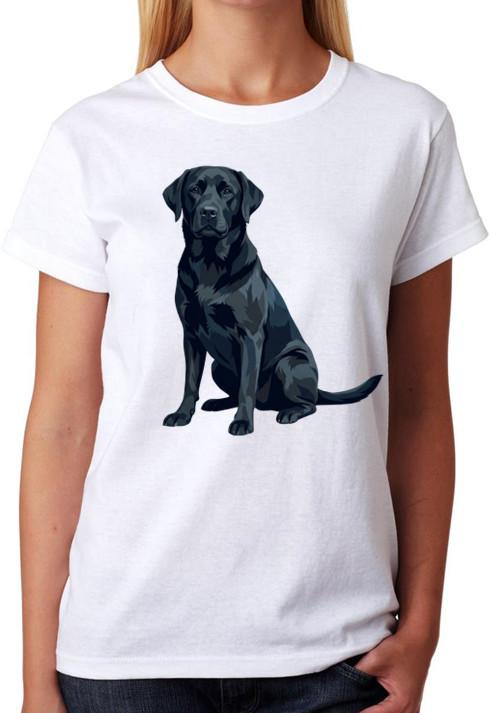 Black Labrador Retriever Dog T-Shirt Lab Pet Lover Animal Ladies Tee M